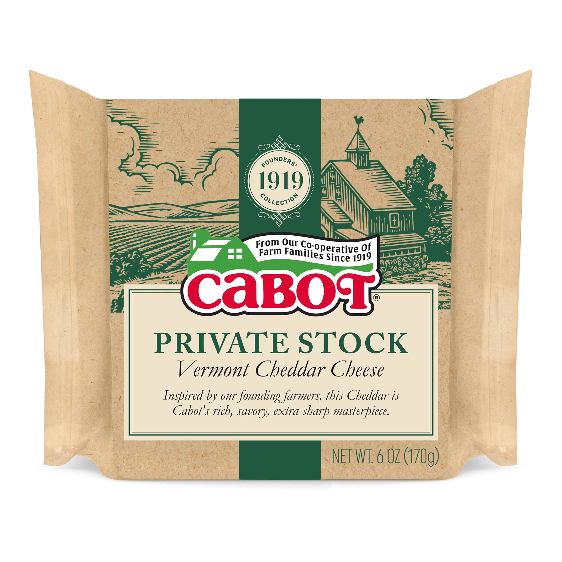 slide 1 of 1, Cabot Cheese - Cabot Private Stock White Cheddar Parchment Bar, 6 oz