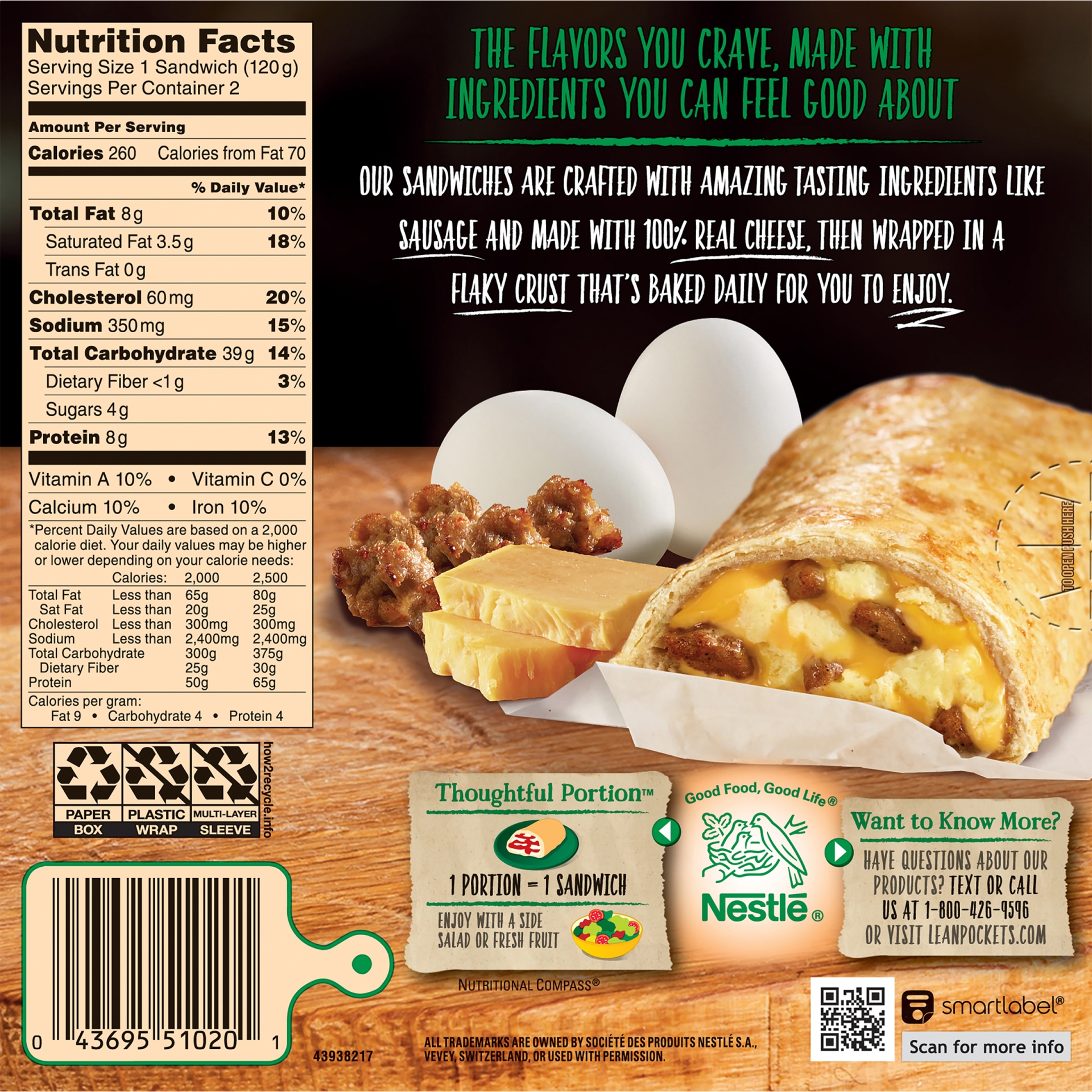 Lean Pockets Sausage Egg &amp; Cheese 2 ct; 9 oz | Shipt