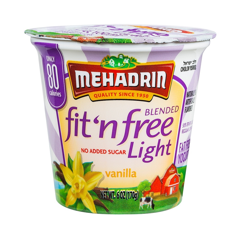 slide 1 of 1, Mehadrin Fit 'N Free Light Vanilla Yogurt, 6 oz