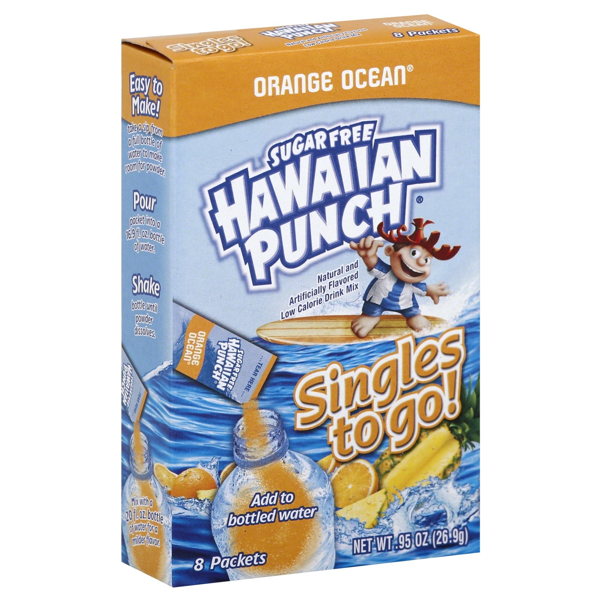 slide 1 of 1, Hawaiian Punch Singles to Go! Sugar-Free Orange Ocean Drink Mx, 8 ct