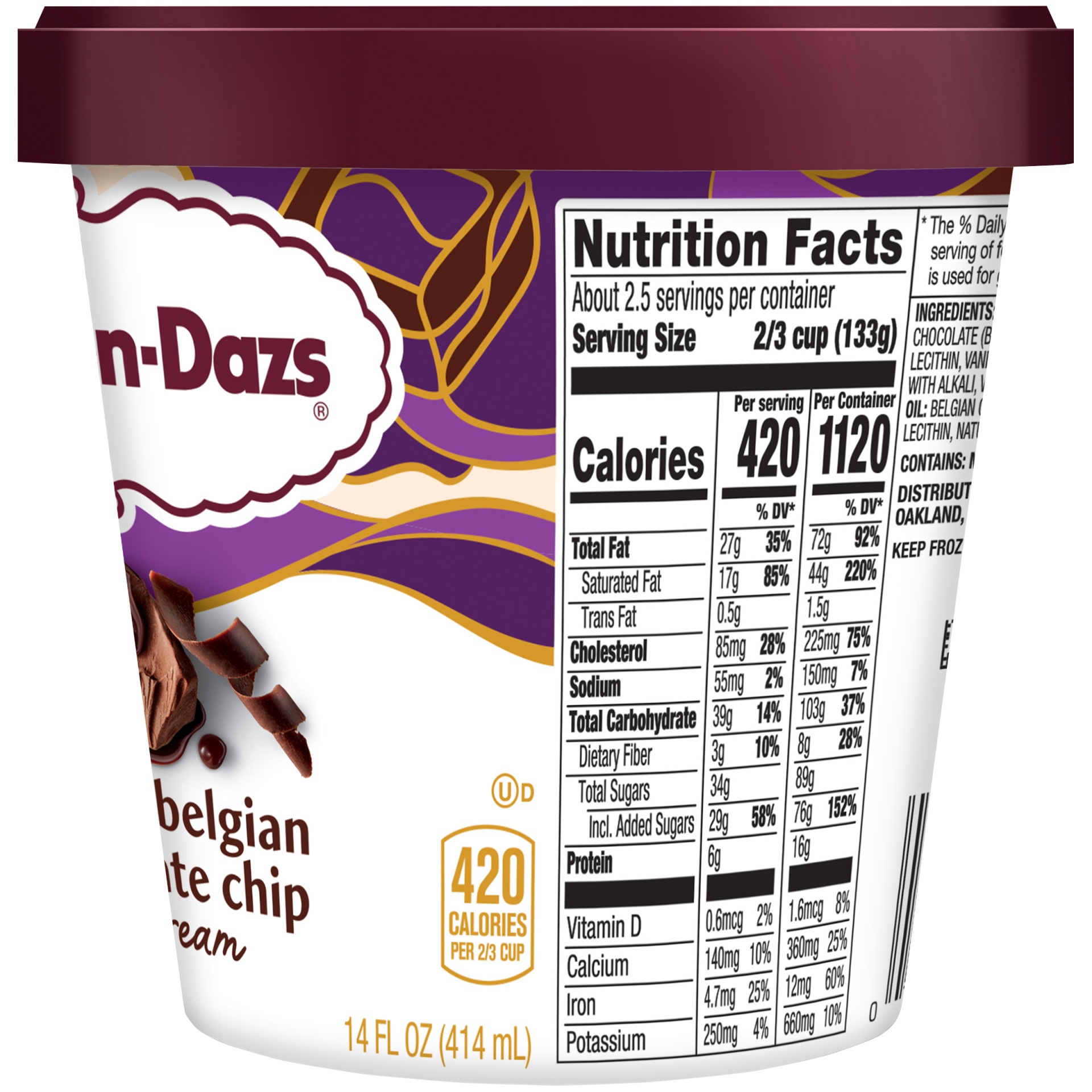 slide 6 of 7, Haagen-Dazs Double Belgian Chocolate Chip Ice Cream, 14 oz
