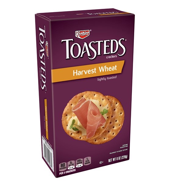 slide 1 of 5, Kellogg's Toasteds Crackers, Harvest Wheat, 8 oz, 8 oz