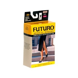 slide 1 of 1, Futuro Therapeutic Support Thigh Highs Firm Large Beige, 1 pair