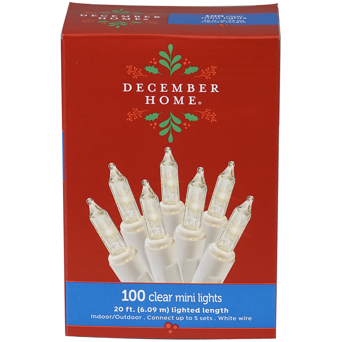 slide 1 of 5, December Home Mini Light Set, Clear Color with White Wire, 100 ct