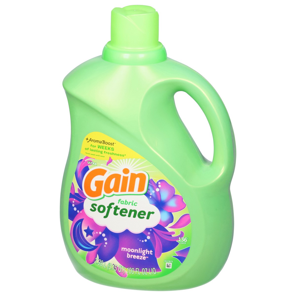 slide 8 of 13, Gain Liquid Fabric Softener, Moonlight Breeze Scent, 100 FL OZ, 136 Loads, Smooth Touch - softness you can feel, 3.15 qt