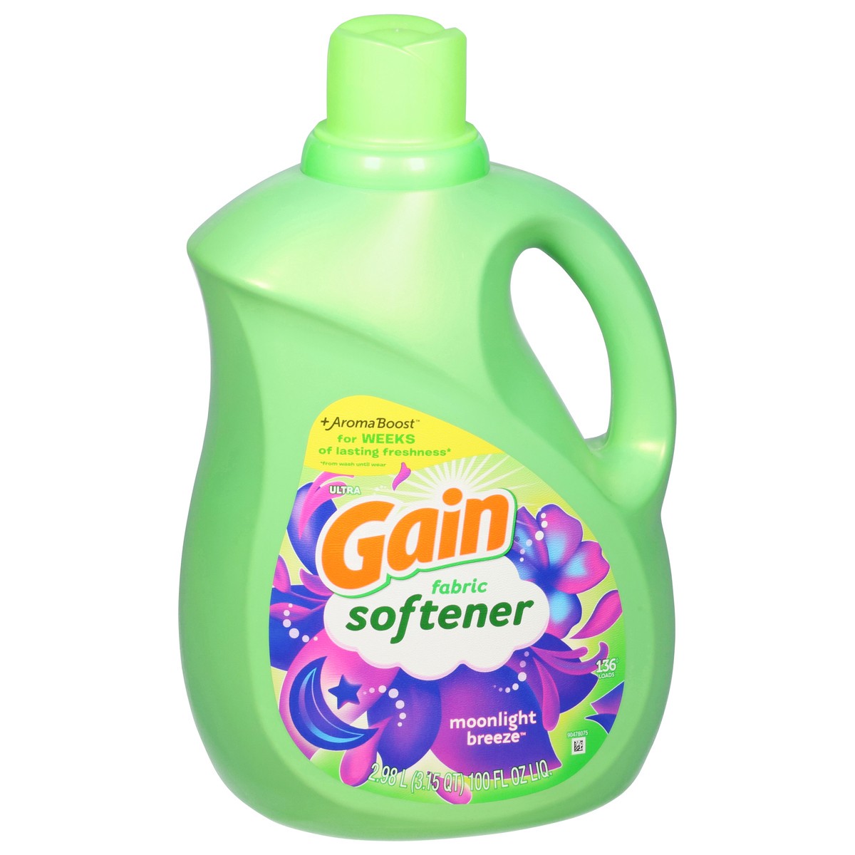 slide 2 of 13, Gain Liquid Fabric Softener, Moonlight Breeze Scent, 100 FL OZ, 136 Loads, Smooth Touch - softness you can feel, 3.15 qt