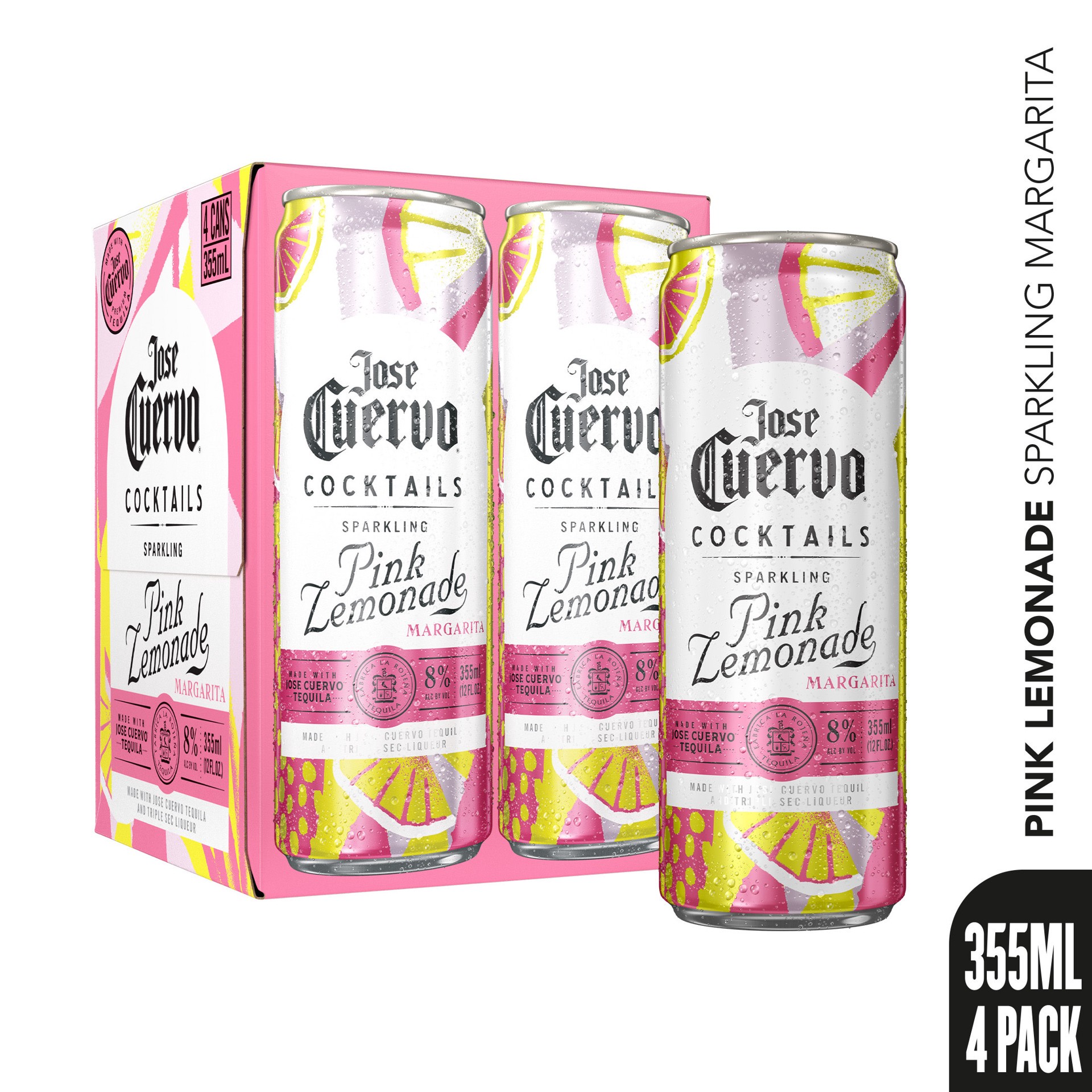 slide 2 of 3, Jose Cuervo Sparkling Margarita Pink Lemonade Ready to Drink Cocktail - 4-355 ml, 1 liter