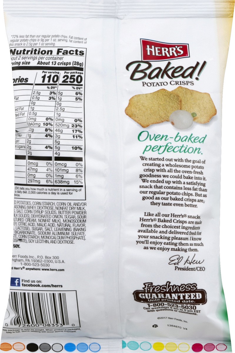 slide 6 of 6, Herr's Sour Cream & Onion Baked Chips, 2.125 oz