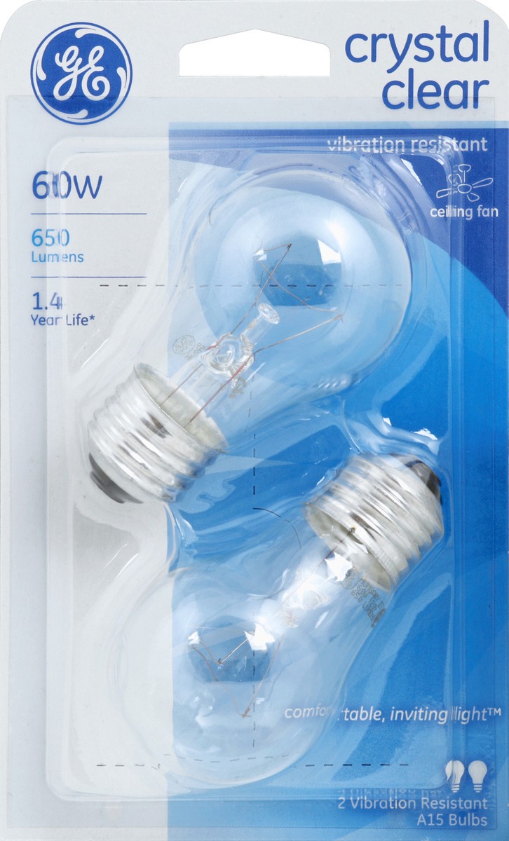 slide 2 of 2, GE 60-Watt Ceiling Fan CFL Light Bulb - Soft White, Clear Bulb, 2 ct