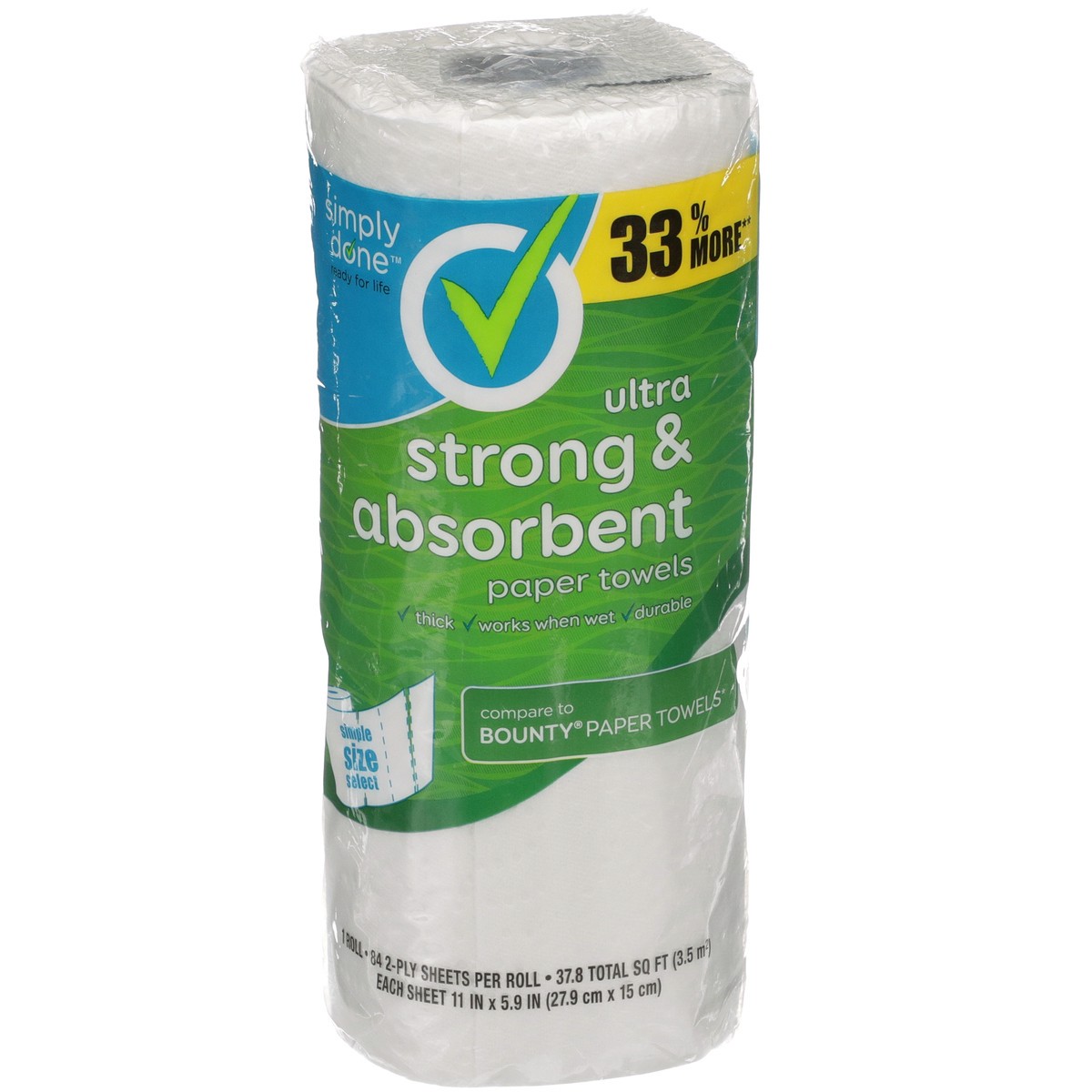 slide 3 of 8, Simply Done Paper Towels - Ultra Strong & Absorbent 2-Ply Simple Size Select, 1 ct