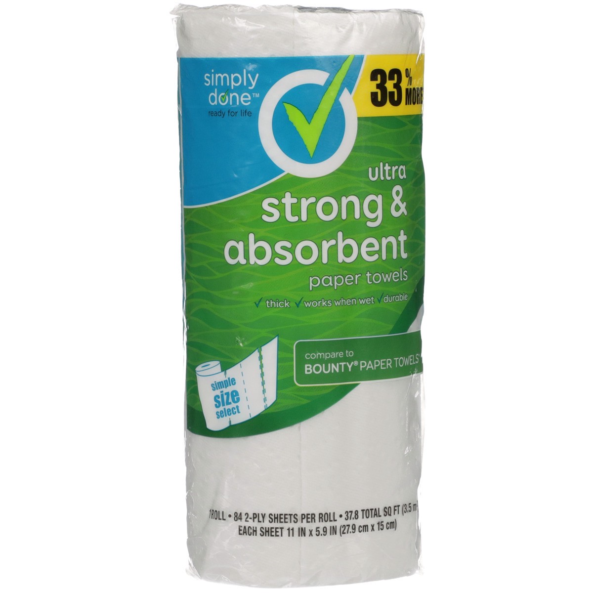 slide 7 of 8, Simply Done Paper Towels - Ultra Strong & Absorbent 2-Ply Simple Size Select, 1 ct