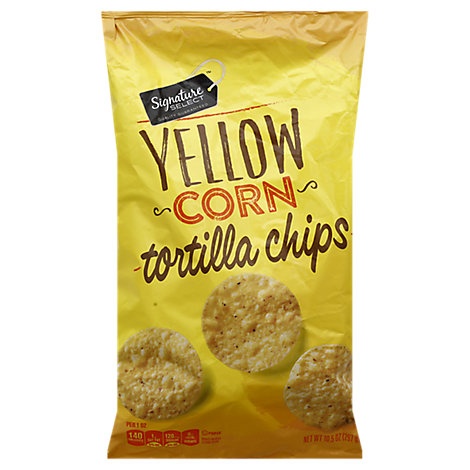 slide 1 of 1, Signature Select Tortilla Chips Yellow Corn Bag, 10.5 oz