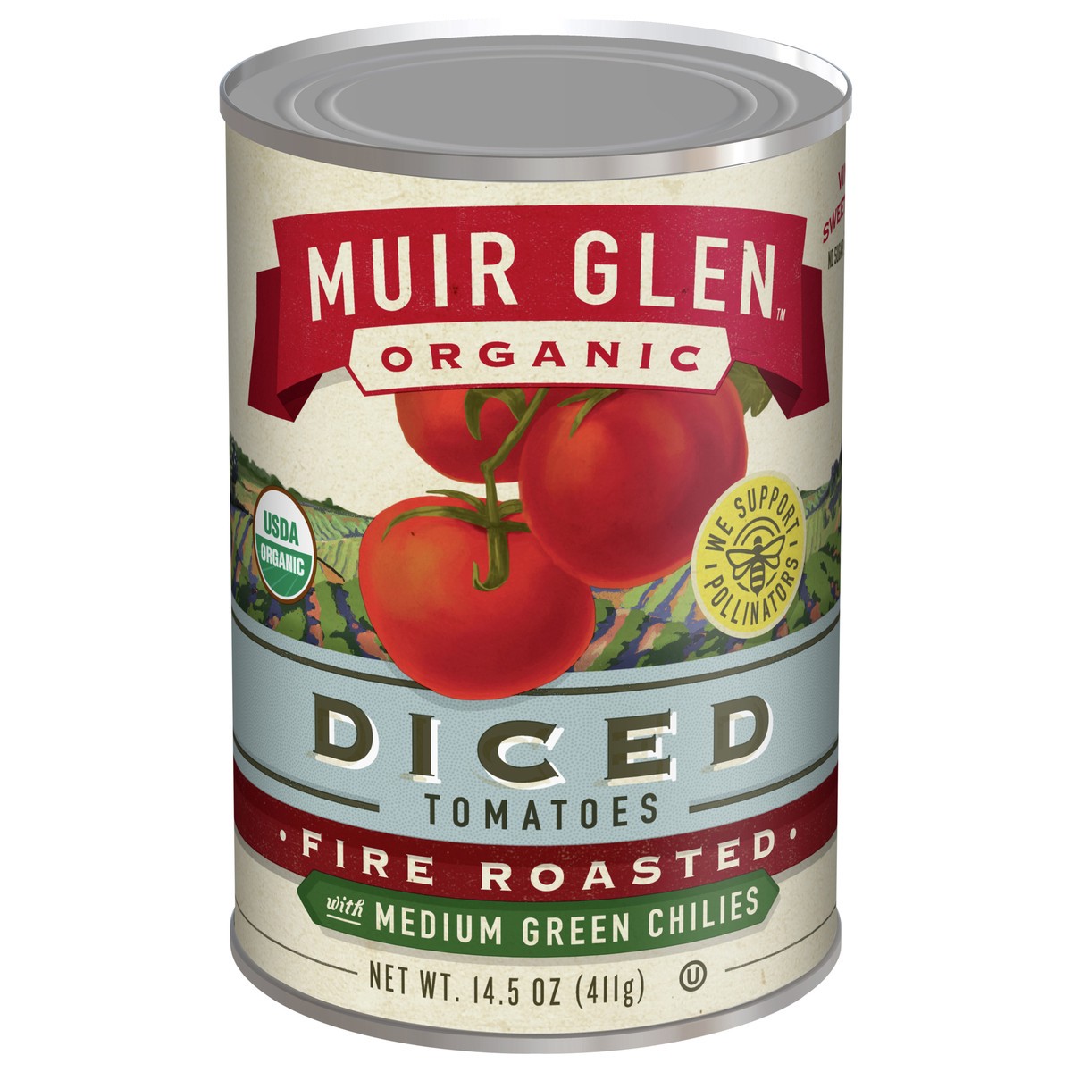 slide 4 of 13, Muir Glen Diced Fire Roasted Canned Tomatoes, with Medium Green Chilies, 14.5 oz., 14.5 oz