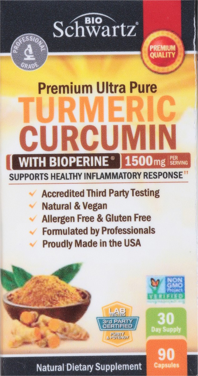 slide 8 of 13, BioSchwartz Premium Ultra Pure 1500 mg Turmeric Curcumin with BioPerine 90 Capsules, 90 ct