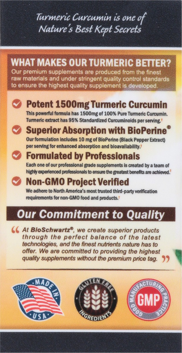 slide 11 of 13, BioSchwartz Premium Ultra Pure 1500 mg Turmeric Curcumin with BioPerine 90 Capsules, 90 ct