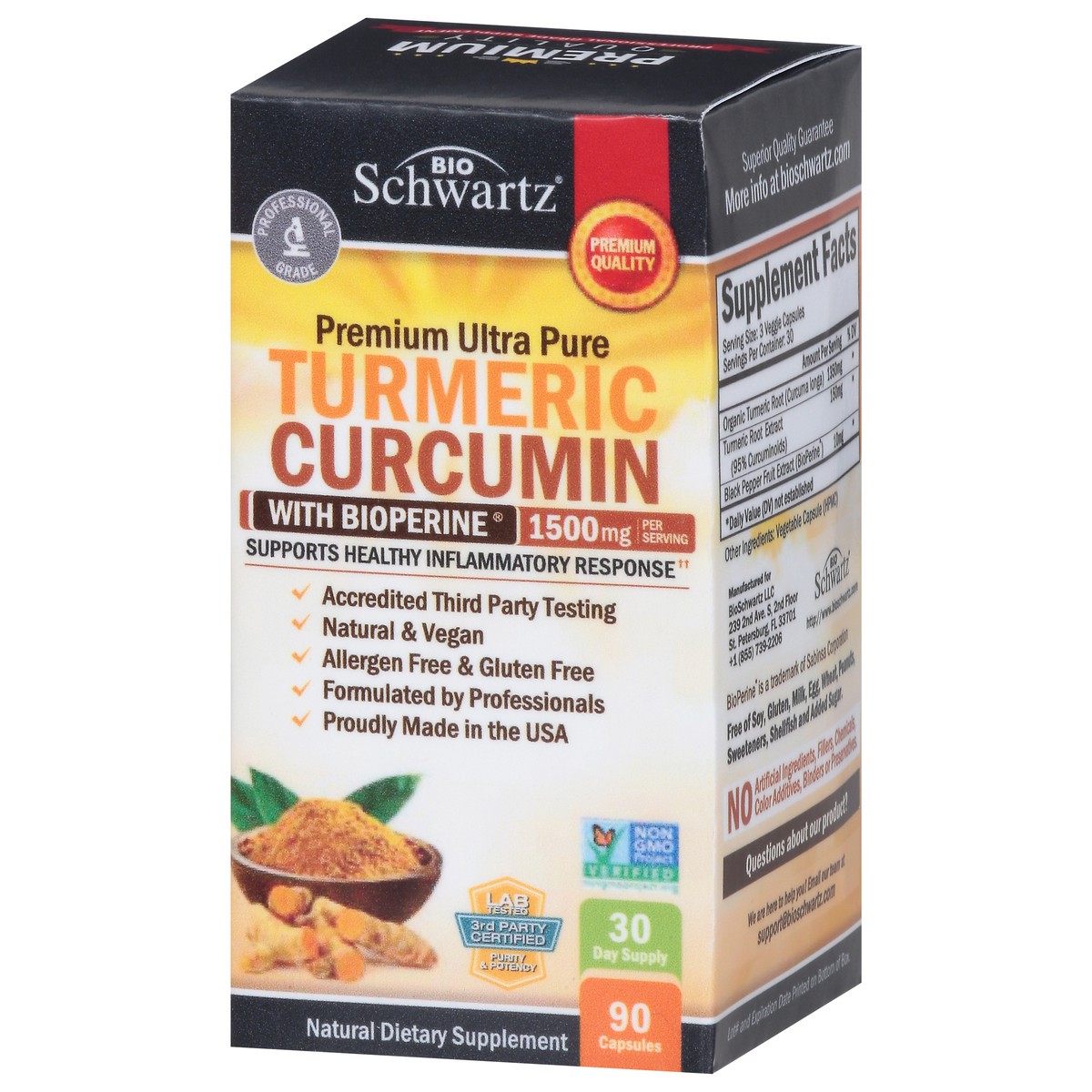 slide 7 of 13, BioSchwartz Premium Ultra Pure 1500 mg Turmeric Curcumin with BioPerine 90 Capsules, 90 ct