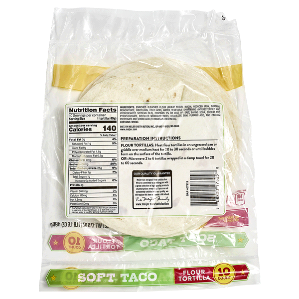 slide 4 of 5, Meijer Flour Soft Taco Tortillas, 10 ct