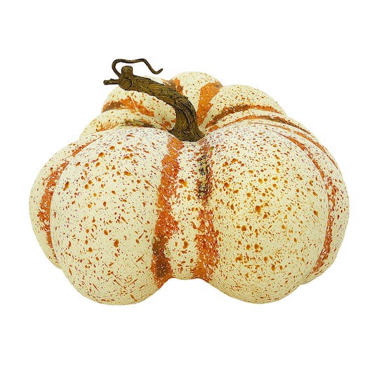 slide 1 of 2, 9" Cream & Orange Speckled Decorative Pumpkin By Ashland, 9 in