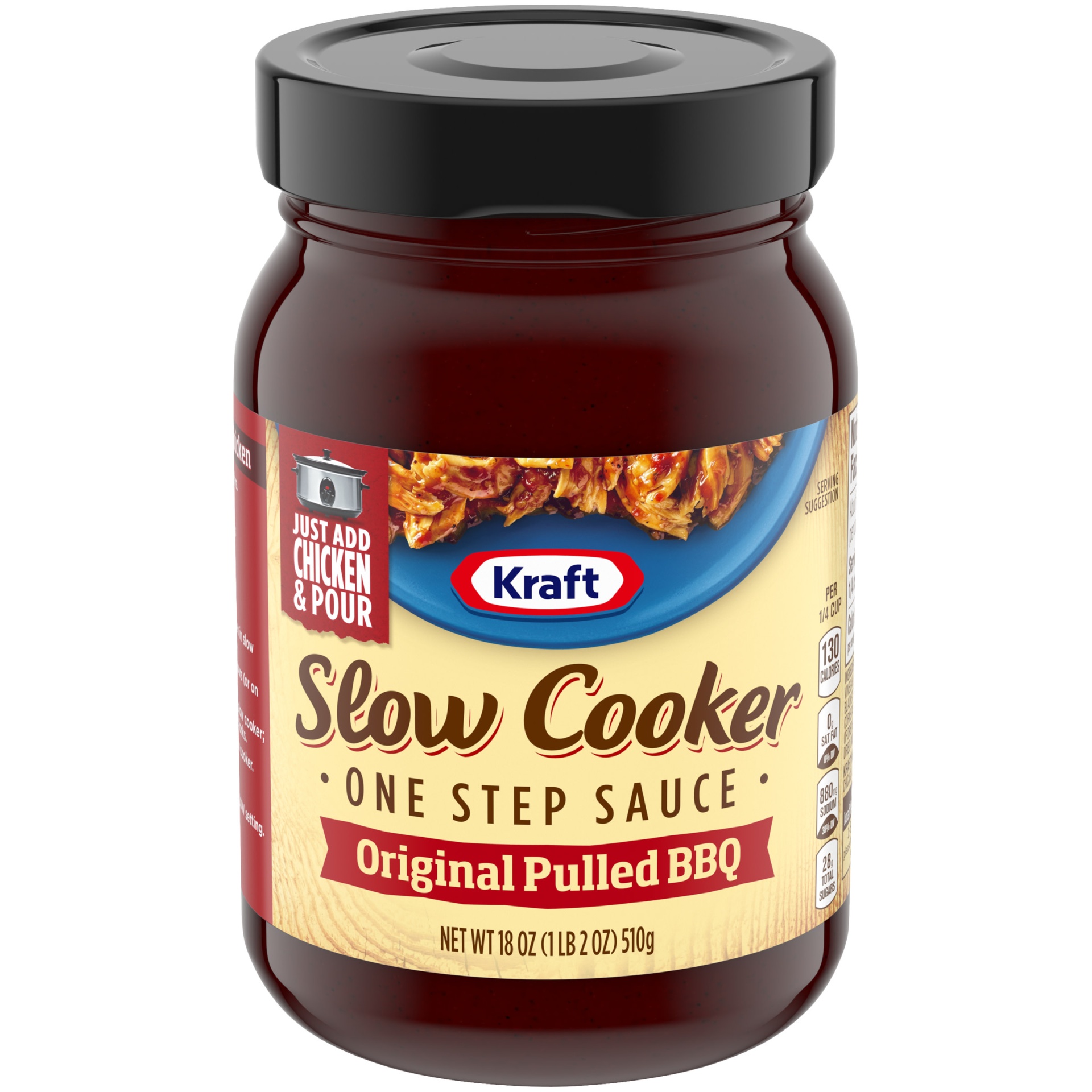 slide 1 of 6, Kraft Slow Cooker Original Pulled BBQ One Step Sauce Jar, 18.5 fl oz