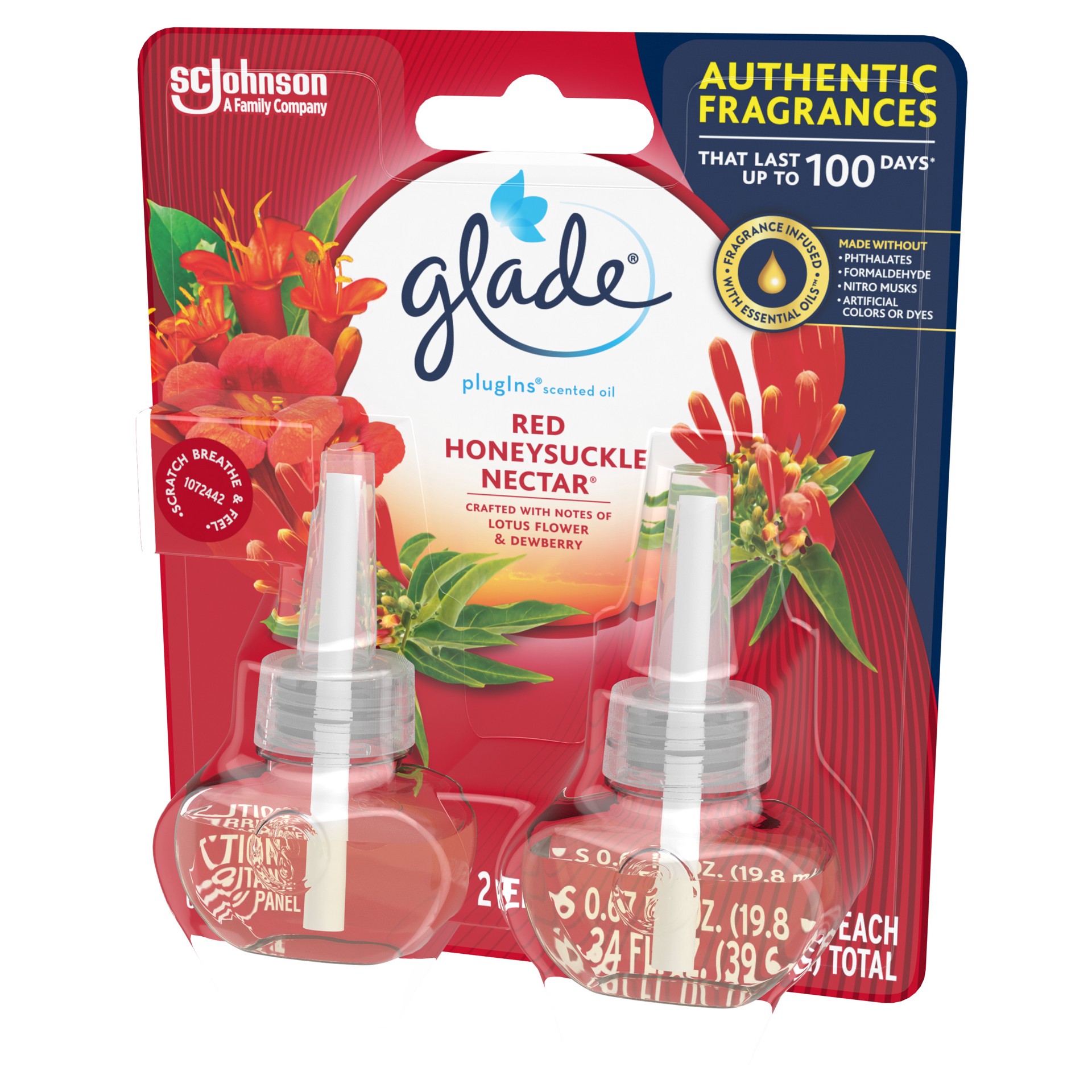 slide 7 of 7, Glade PlugIns Scented Oil Air Freshener Refill, Red Honeysuckle Nectar, 2 ct; 1.34 oz