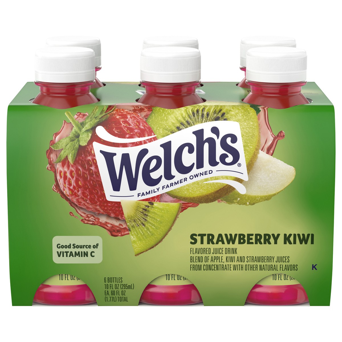 slide 1 of 5, Welch's Strawberry Kiwi Juice Drink, 10 fl oz On-the-Go Bottle (Pack of 6), 60 fl oz