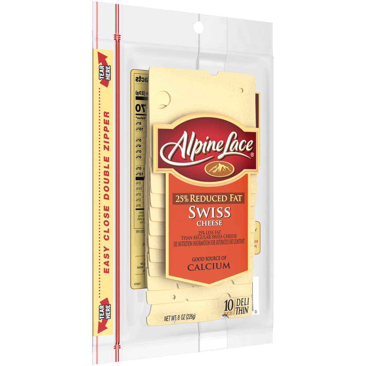 slide 8 of 8, Alpine Lace 25% Reduced Fat Swiss Cheese Slices, 