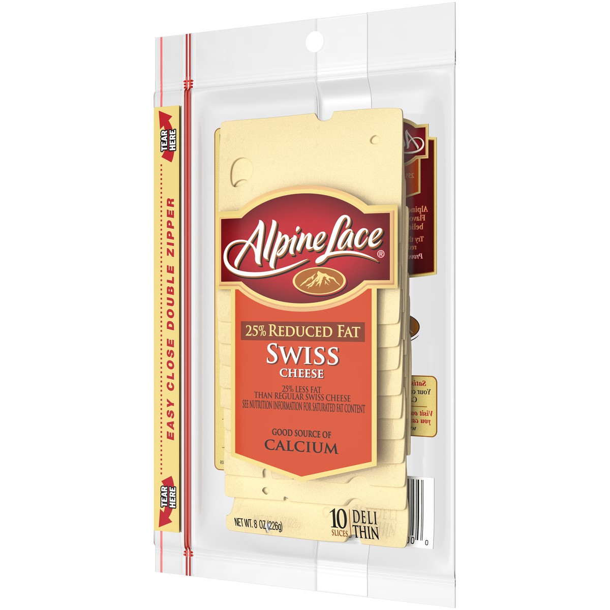 slide 2 of 8, Alpine Lace 25% Reduced Fat Swiss Cheese Slices, 