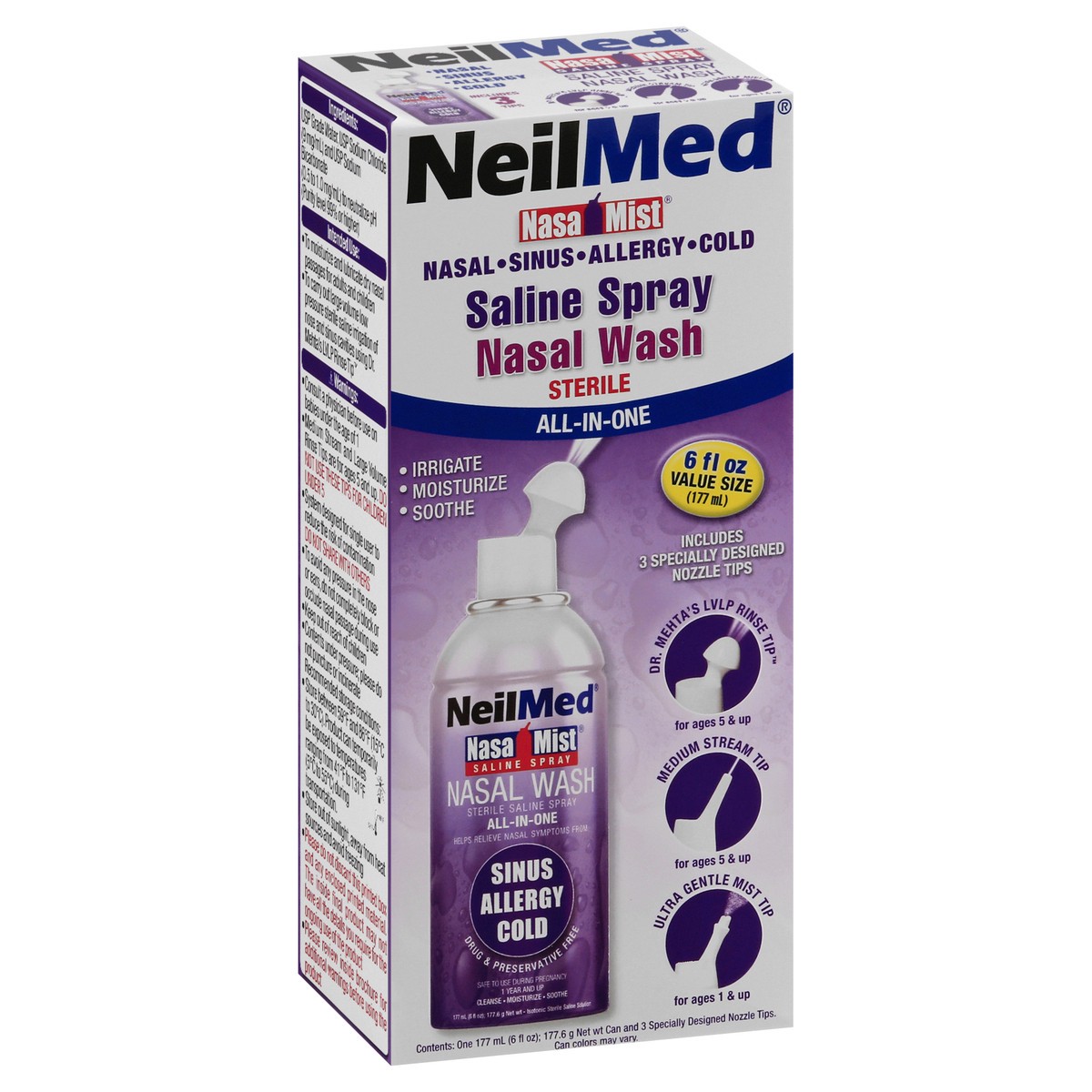 slide 3 of 12, NeilMed NasaMist Value Size All-in-One Saline Spray 177.6 gr, 177.60 gram