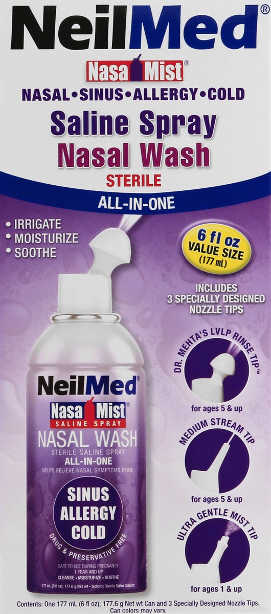 slide 7 of 12, NeilMed NasaMist Value Size All-in-One Saline Spray 177.6 gr, 177.60 gram