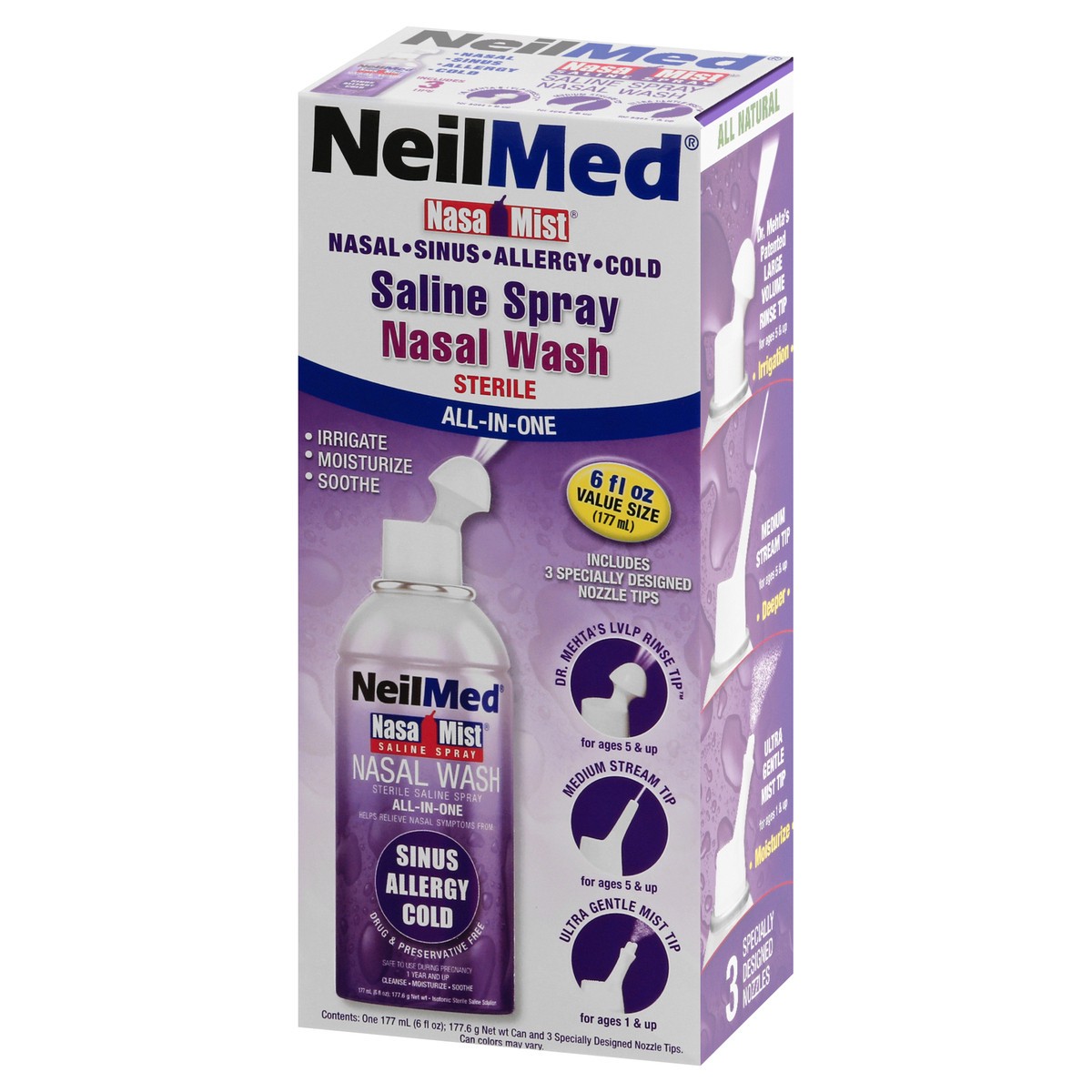 slide 5 of 12, NeilMed NasaMist Value Size All-in-One Saline Spray 177.6 gr, 177.60 gram