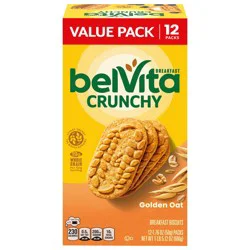 belVita Golden Oat Breakfast Biscuits, Value Pack, 12 Packs (4 Biscuits Per Pack)