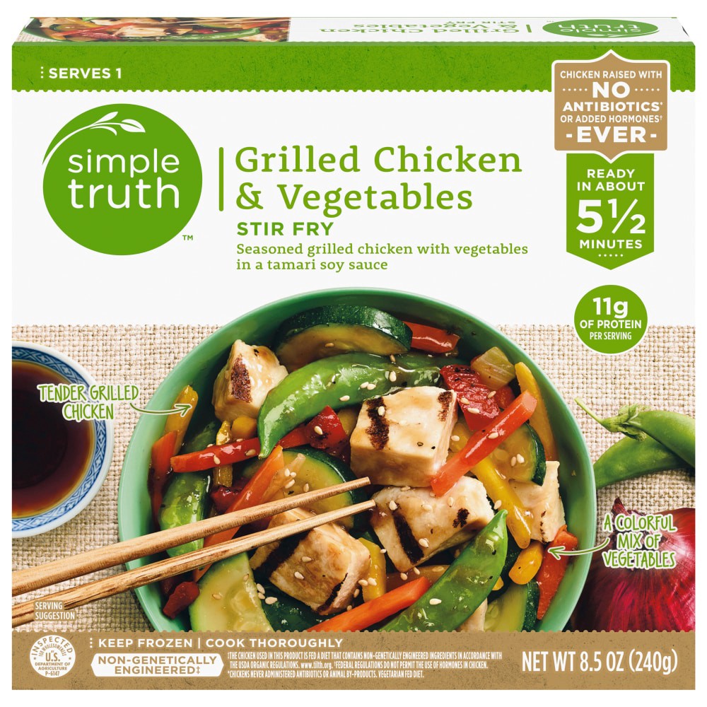 slide 1 of 3, Simple Truth Grilled Chicken & Vegetables Stir Fry, 8.5 oz