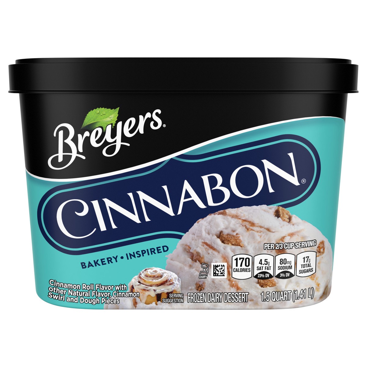 slide 1 of 5, Breyers Bakery Inspired Frozen Dairy Dessert CINNABON, 48 oz, 48 oz