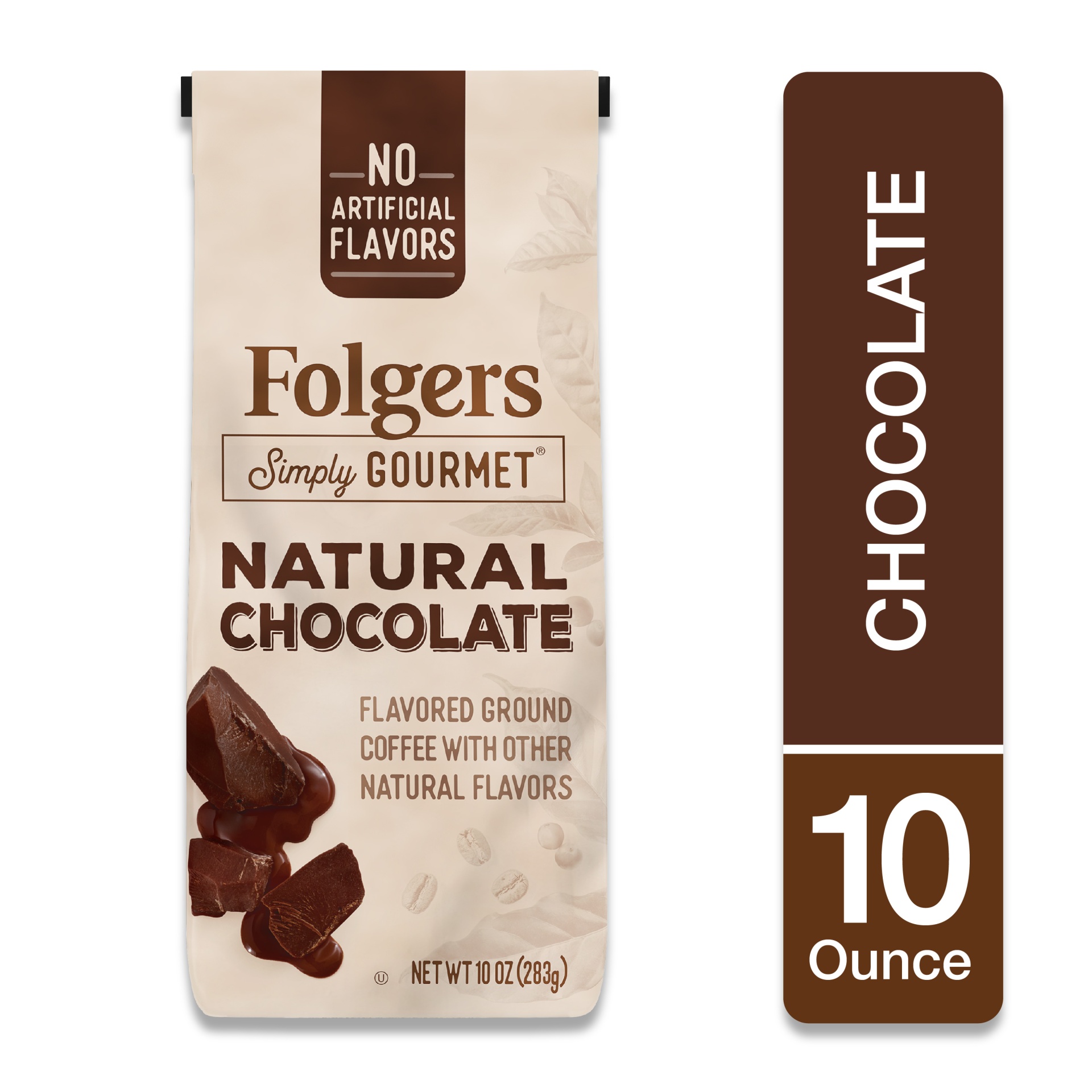 slide 1 of 1, Folgers Simply Gourmet Natural Chocolate Flavored Ground Coffee, With Other Natural Flavors, 10-Ounce Bag, 10 oz