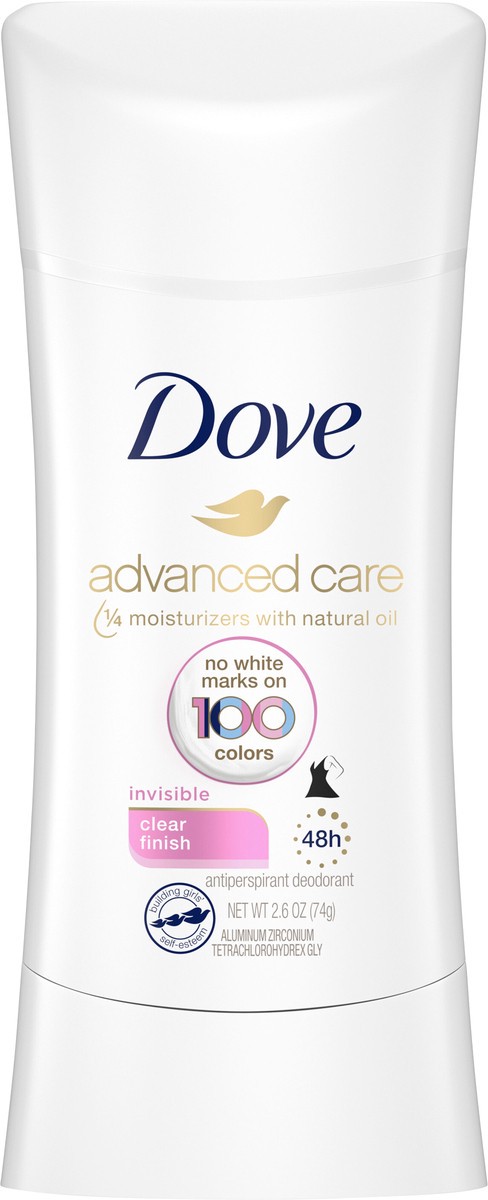 slide 5 of 5, Dove Antiperspirant Deodorant Stick Clear Finish, 2.6 oz, 4 Count , 2.6 oz