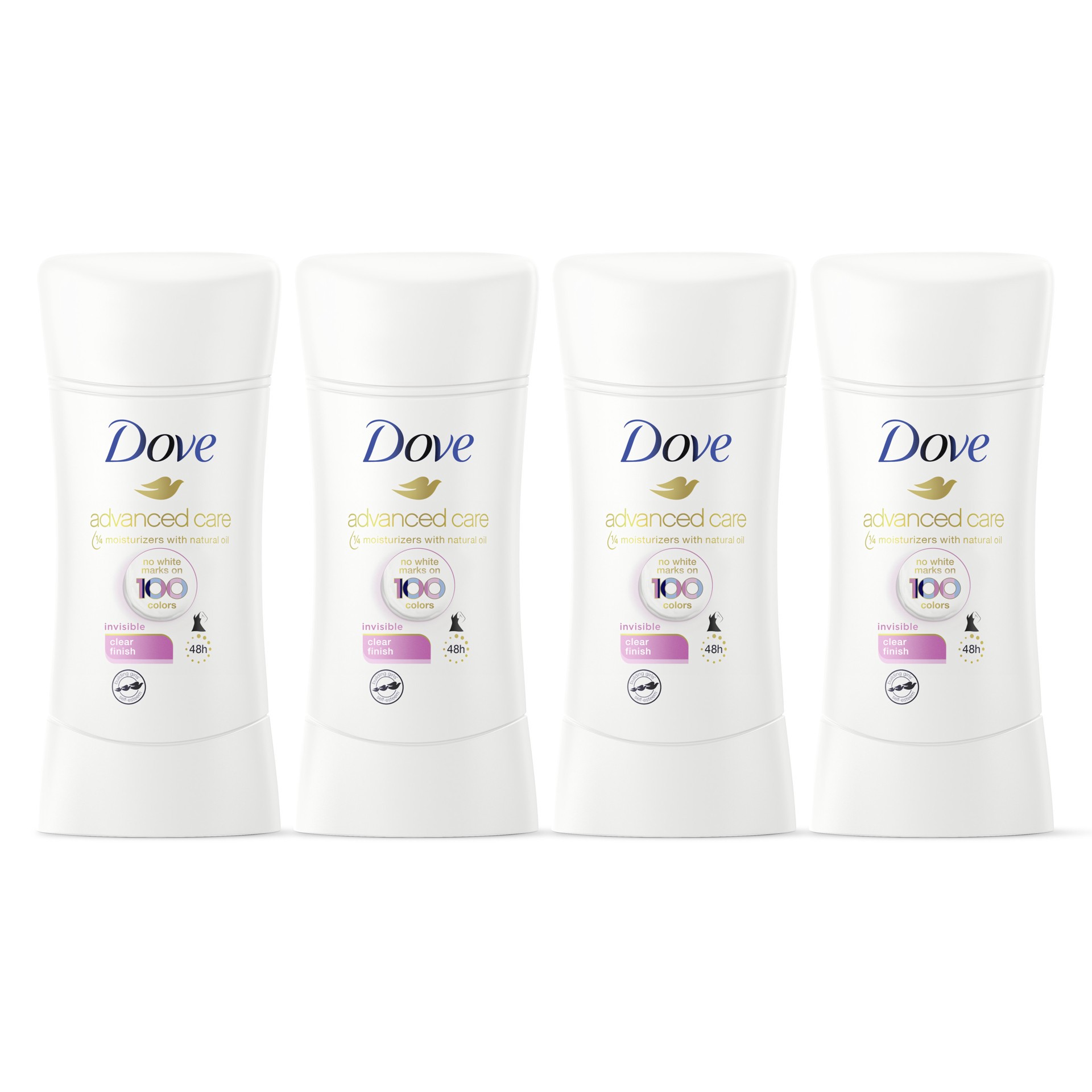 slide 1 of 5, Dove Antiperspirant Deodorant Stick Clear Finish, 2.6 oz, 4 Count , 2.6 oz