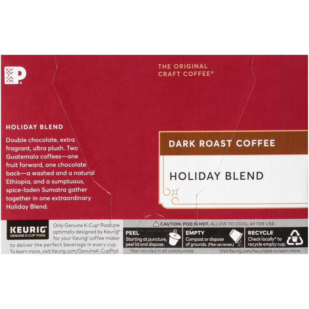 slide 3 of 9, Peet's Coffee, Holiday Blend Dark Roast K-Cup Coffee Pods - 10ct Carton, 10 ct