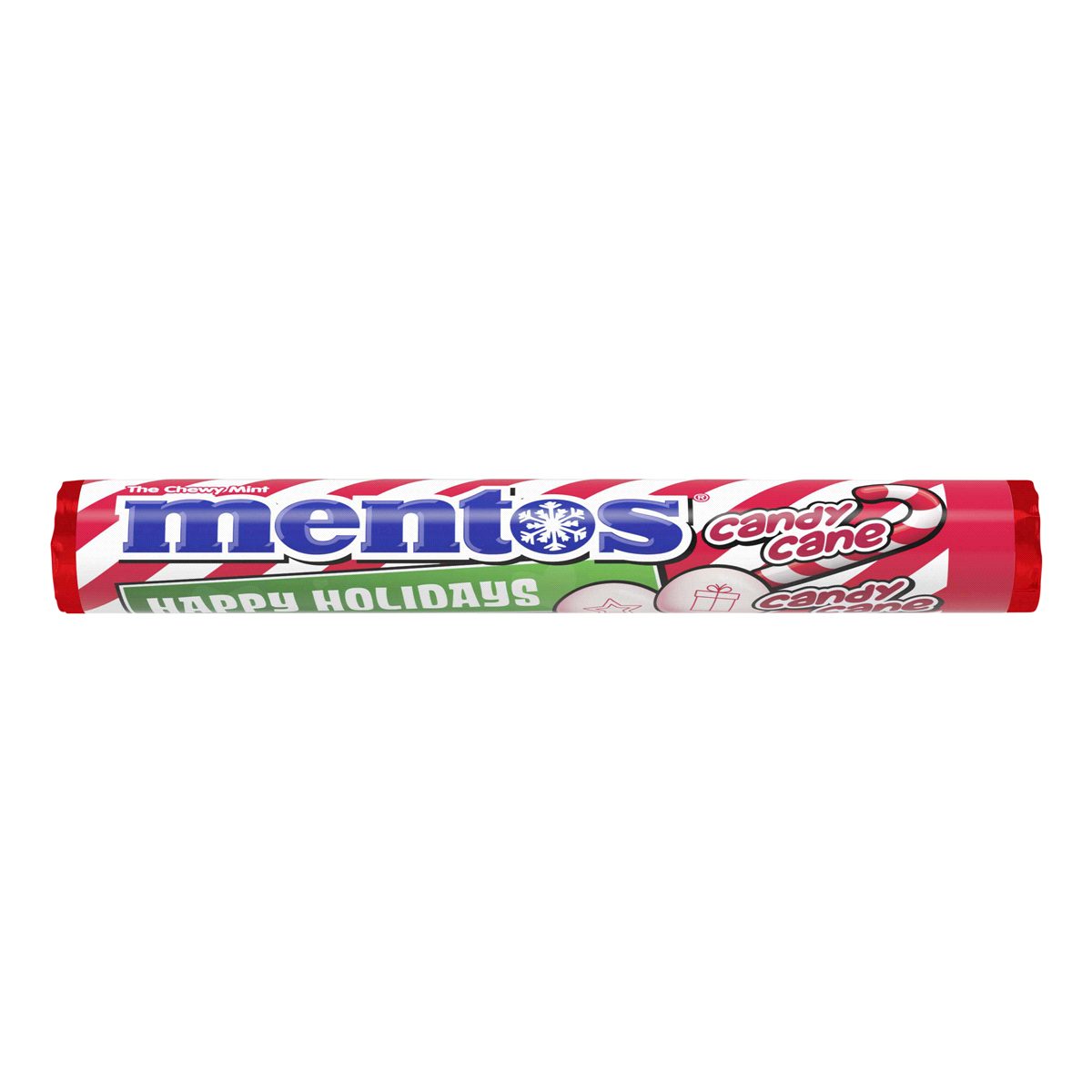 slide 1 of 1, Mentos Holiday Candy Cane Chewy Mints Rolls Box, 1.32 oz