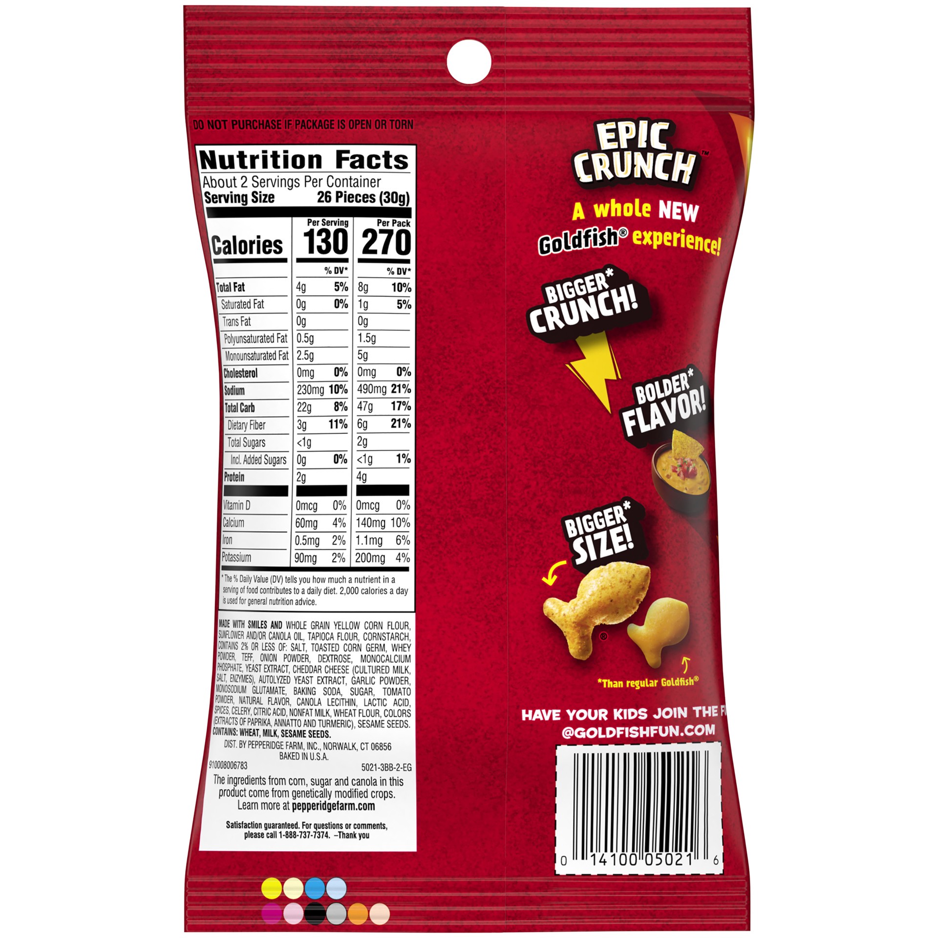 slide 4 of 5, Pepperidge Farm Goldfish Epic Crunch™ Nacho Crackers, 2.25 oz. Snack Bag, 2.25 oz