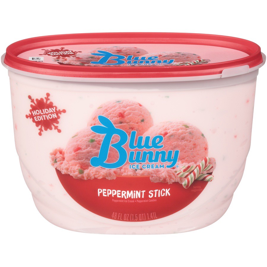 slide 1 of 2, Blue Bunny Holiday Peppermint Stick Frozen Dessert, 48 fl oz, 48 fl oz