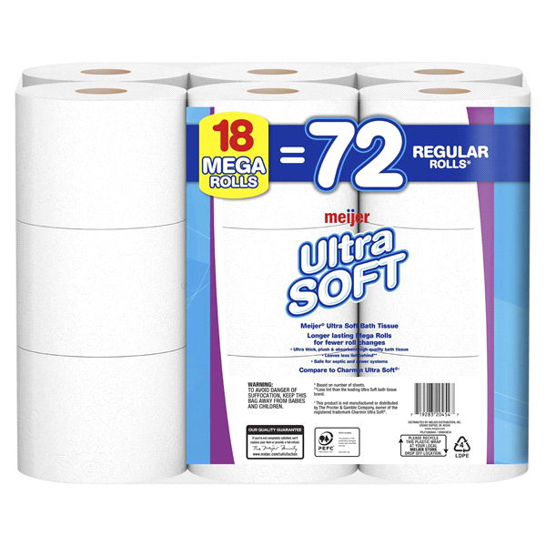 slide 16 of 25, Meijer Ultra Soft Mega Rolls Bath Tissue, 18 ct