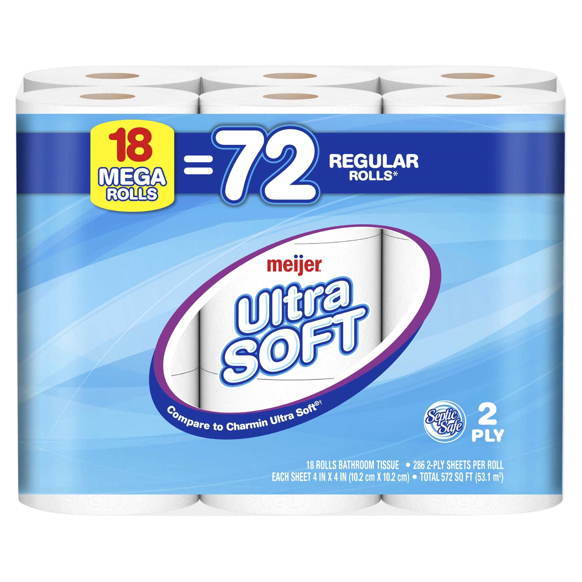 slide 1 of 25, Meijer Ultra Soft Mega Rolls Bath Tissue, 18 ct