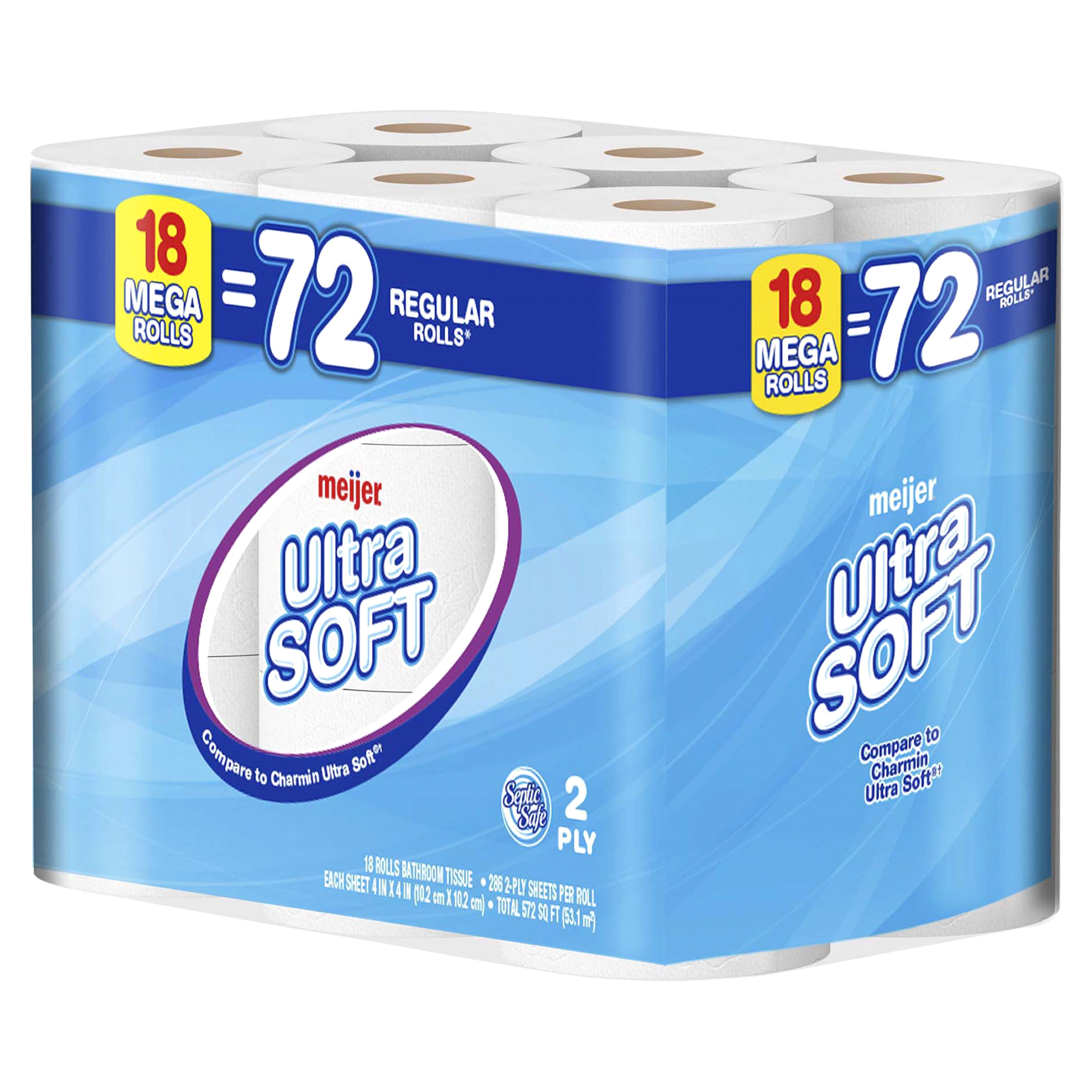 slide 9 of 25, Meijer Ultra Soft Mega Rolls Bath Tissue, 18 ct