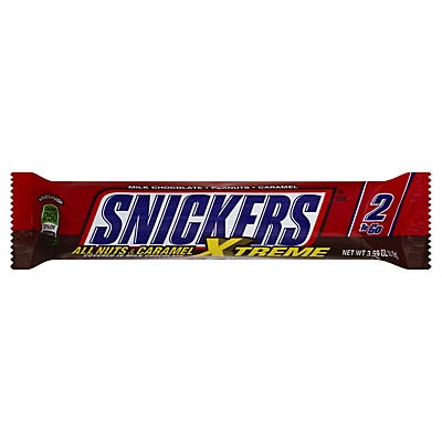 slide 1 of 5, Snickers Xtreme All Nuts & Caramel 2 To Go Candy Bar, 3.59 oz