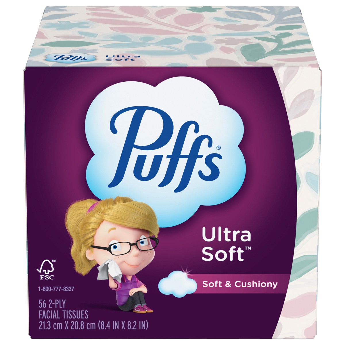 slide 1 of 8, Puffs Ultra Soft Facial Tissues, 1 Cube, 56 Facial Tissues Per Box, 56 ct