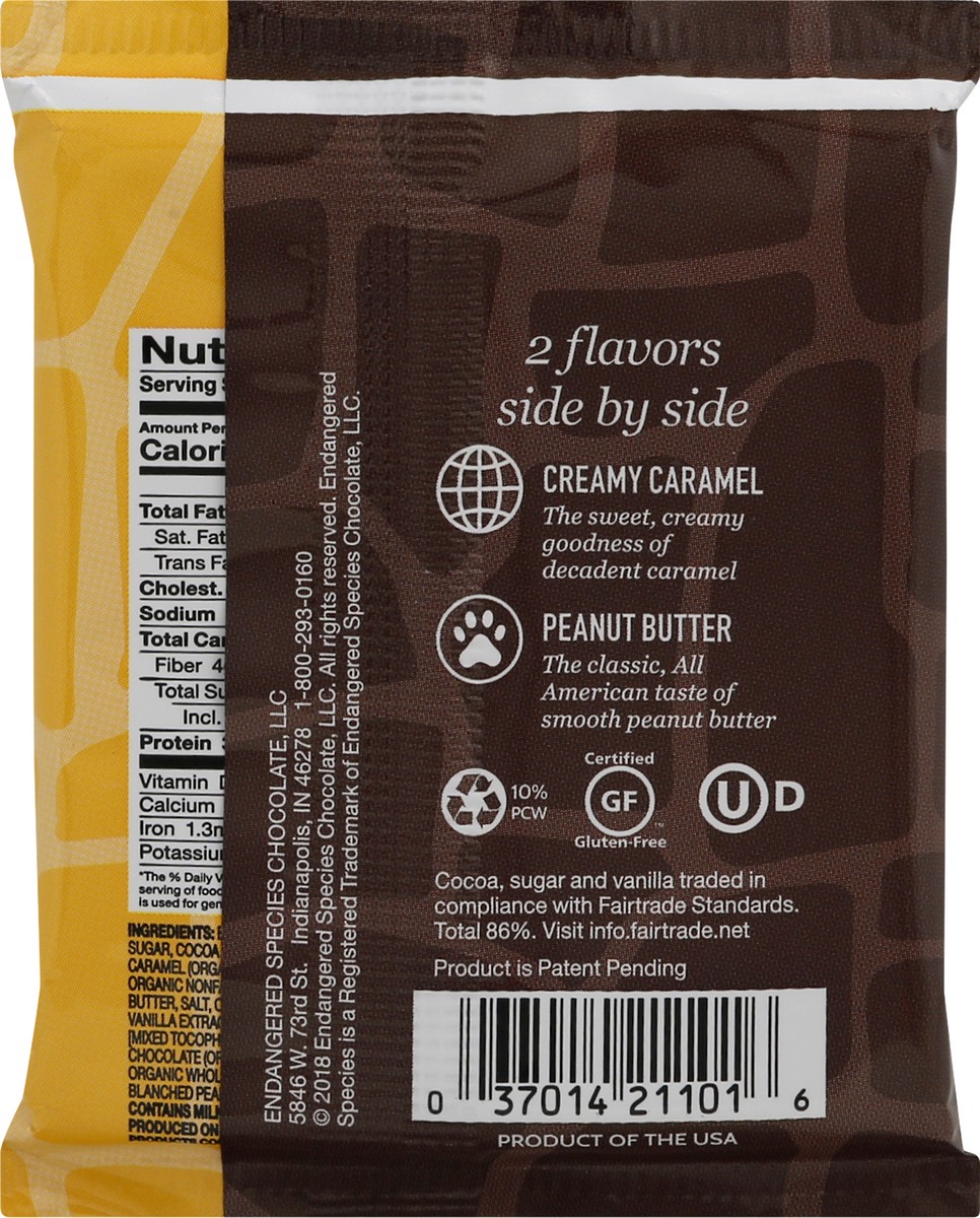 slide 10 of 10, Endangered Species Peanut Butter + Caramel Chocolate, 1.6 oz