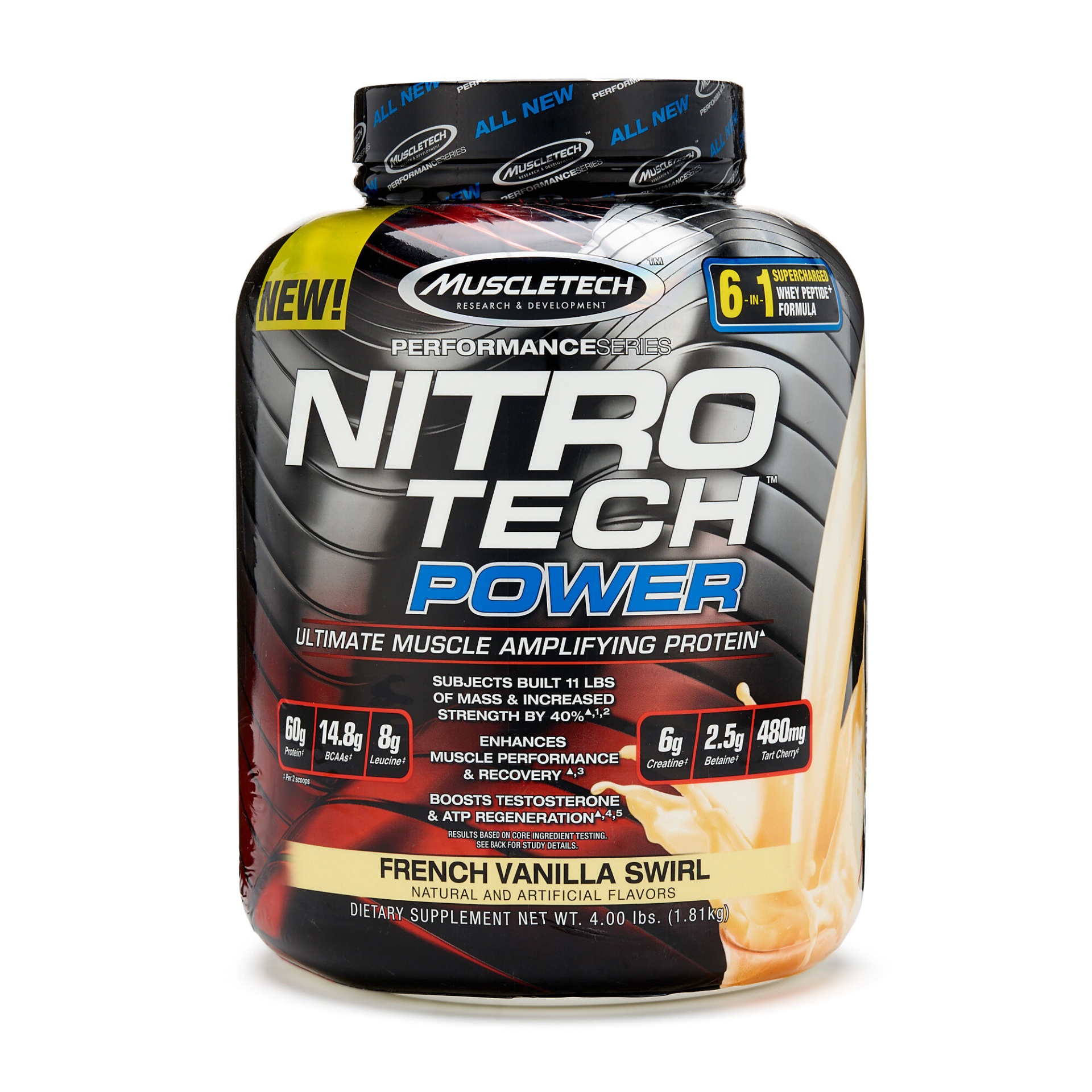 slide 1 of 1, MuscleTech Nitro-Tech Power - French Vanilla Swirl, 4 lb