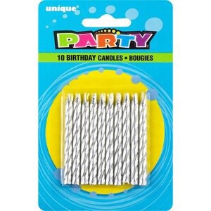 slide 1 of 1, Unique Industries Silver Spiral Candle, 10 ct