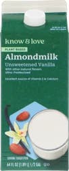 Know & Love Unsweetened Vanilla Almond Milk 64 Ounces