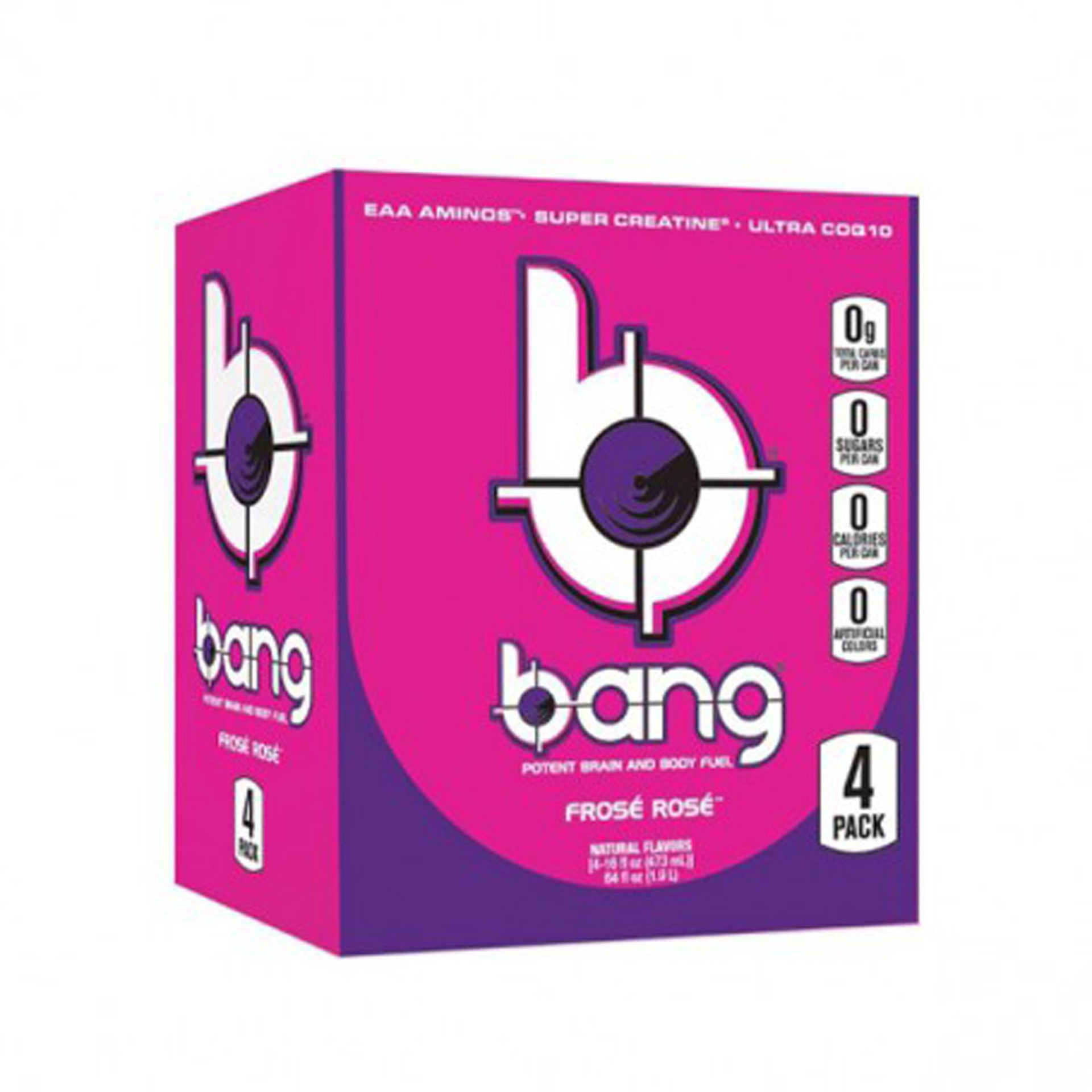 slide 1 of 4, Bang Potent Brain And Body Fuel Frose Rose Natural Flavors 16 Fl Oz 4 Count Can, 64 oz